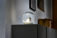 Glasskule med LED og snømann Ø15 cm